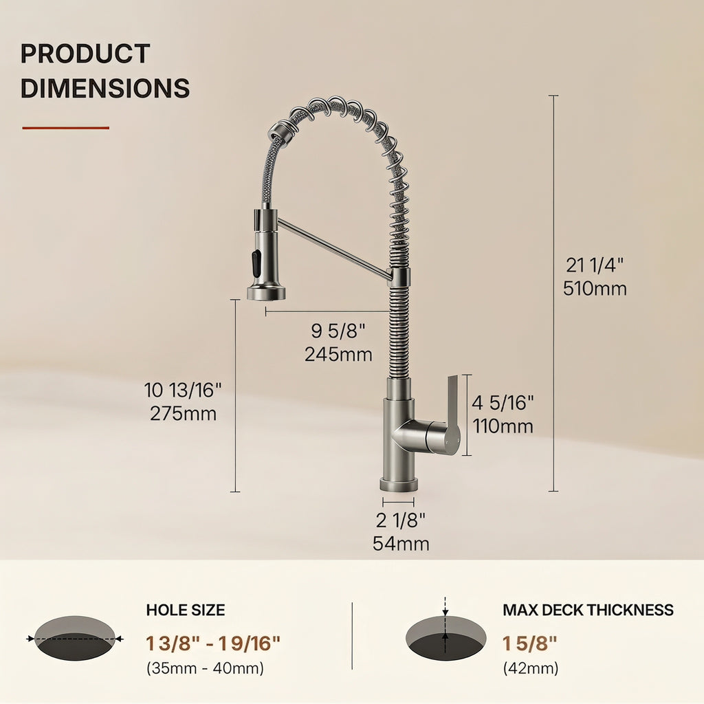 Contemporary Commercial-Style 2-Function Single-Handle Pull-Down Kitchen Faucet with LED Base LP3398-CF- Brushed Nickel