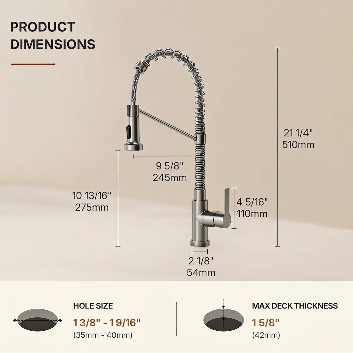 Contemporary Commercial-Style 2-Function Single-Handle Pull-Down Kitchen Faucet with LED Base LP3398-CF- Brushed Nickel