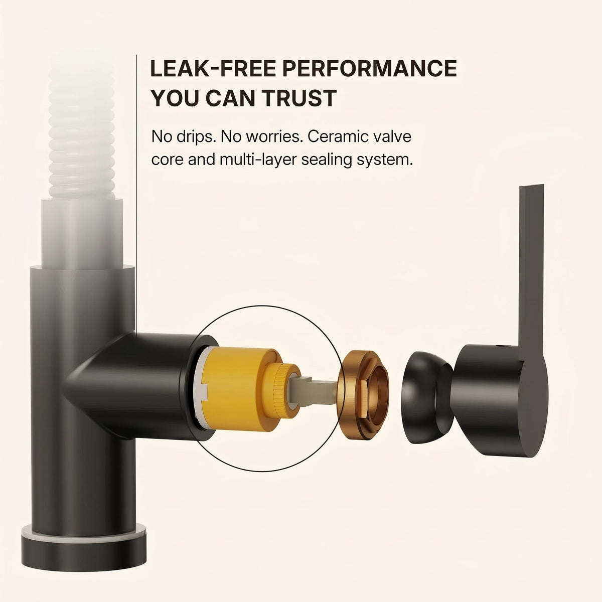 Contemporary Commercial-Style 2-Function Single-Handle Pull-Down Kitchen Faucet with LED Base LP220219-CF - Matte Black