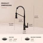 Contemporary Commercial-Style 2-Function Single-Handle Pull-Down Kitchen Faucet with LED Base LP220219-CF - Matte Black