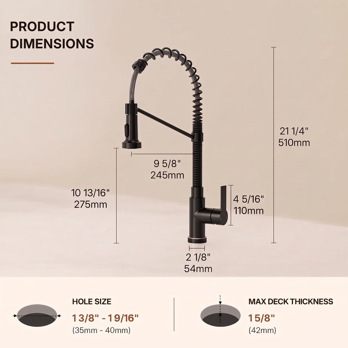 Contemporary Commercial-Style 2-Function Single-Handle Pull-Down Kitchen Faucet with LED Base LP220219-CF - Matte Black