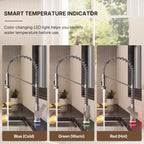 Contemporary Commercial-Style 2-Function Single-Handle Pull-Down Kitchen Faucet with LED Base LP3398-CF- Brushed Nickel