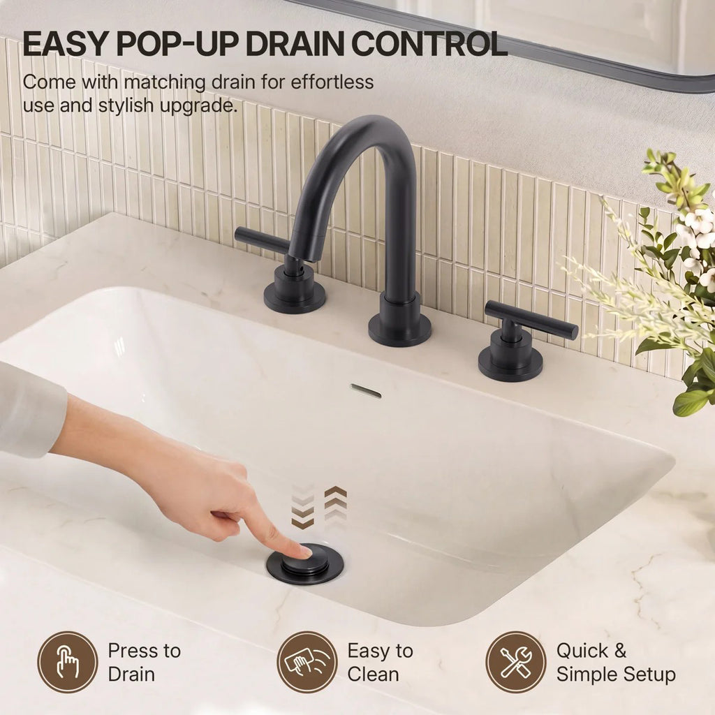 Widespread Bathroom Faucet 3 Hole, 2-Handle Bathroom Sink Faucet LP02088-YS - Gun Gray