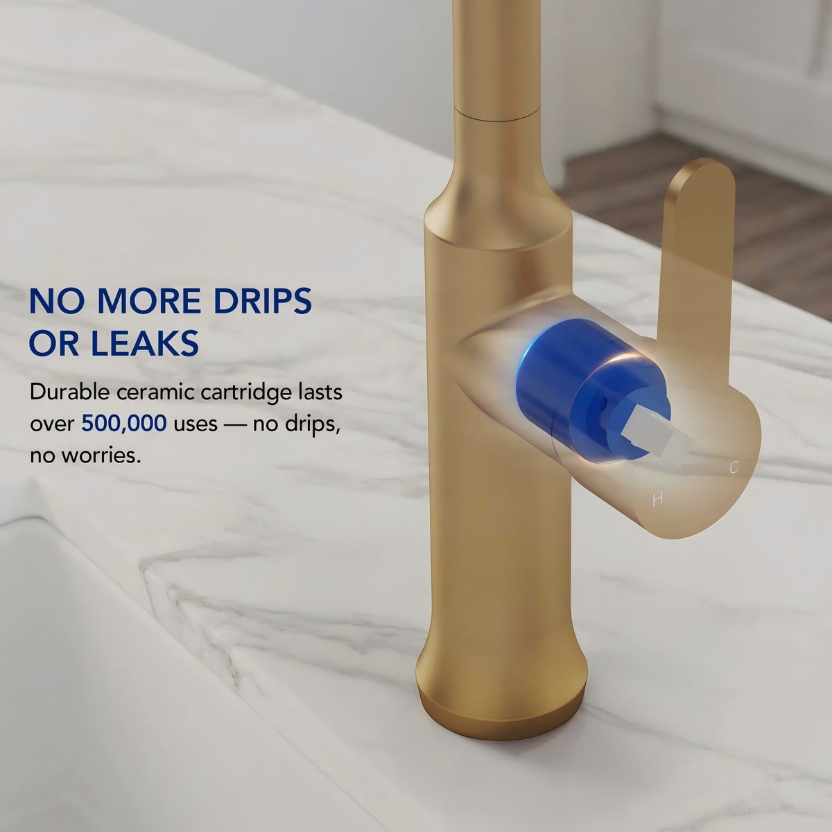 Pull-Down Kitchen Faucet with Dual-Function Sprayer, Single-Handle Sink Faucet LPL099122-CF - Brushed Gold