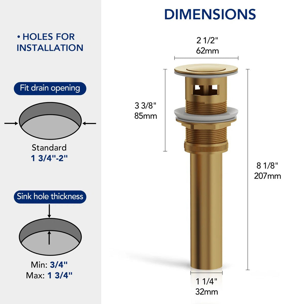 Single Hole Bathroom Faucet,Knob Single Handle Bathroom Sink Faucet with Drain Assembly LP0086-YS - Brushed Gold