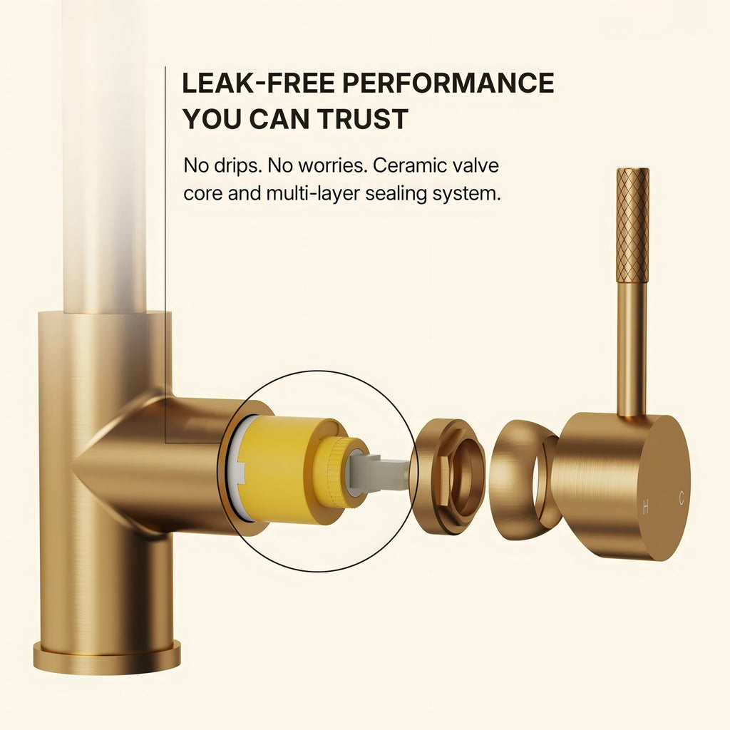 Dual Function Pull-Down Kitchen Faucet , Single Handle Sink Faucet LP013321-CF - Brushed Gold