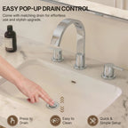 Widespread Bathroom Faucet 3 Hole, 2-Handle Bathroom Sink Faucet with Drain Assembly LP66138-YS - Chrome