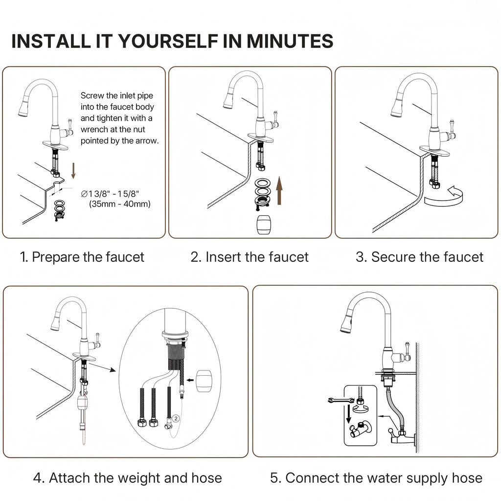 Dual-Function Single-Handle Pull-Down Kitchen Faucet with Deck Plate LP08812-CF- Brushed Nickel