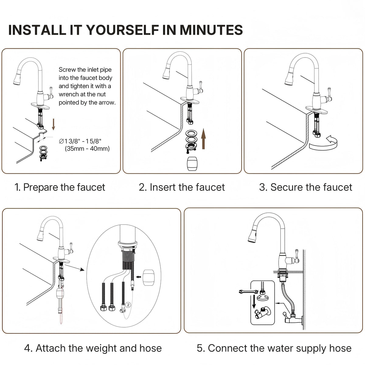 Dual-Function Single-Handle Pull-Down Kitchen Faucet with Deck Plate LP08812-CF- Brushed Nickel