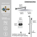 Wall Mount High-Pressure Rainfall Shower Faucet, Dual Showerheads System with Handheld Shower LP9875-LY - Chrome