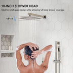 10" Pressure-Balanced Rain Shower System with Adjustable Slide Bar Handheld Shower and Rough-In Valve LP06685-LY - Chrome