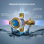 Wall Mount High-Pressure Rainfall Shower Faucet, Dual Showerheads System with Handheld Shower LP9875-LY - Chrome