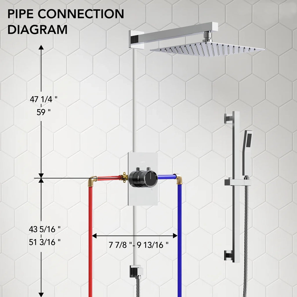 Wall Mount High-Pressure Rainfall Shower Faucet, Dual Showerheads System with Handheld Shower LP9875-LY - Chrome
