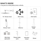 10" Pressure-Balanced Rain Shower System with Adjustable Slide Bar Handheld Shower and Rough-In Valve LP06685-LY - Chrome