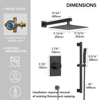 10" Pressure-Balanced Rain Shower System with Adjustable Slide Bar Handheld Shower and Rough-In Valve LP0665-LY - Matte Black