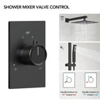 10" Pressure-Balanced Rain Shower System with Adjustable Slide Bar Handheld Shower and Rough-In Valve LP0665-LY - Matte Black