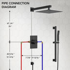 10" Pressure-Balanced Rain Shower System with Adjustable Slide Bar Handheld Shower and Rough-In Valve LP0665-LY - Matte Black