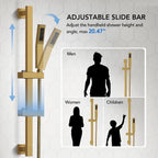Wall Mount High-Pressure Rainfall Shower Faucet, Dual Showerheads System with Handheld Shower LP02210-LY - Brushed Gold
