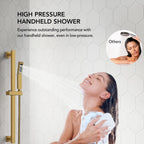 Wall Mount High-Pressure Rainfall Shower Faucet, Dual Showerheads System with Handheld Shower LP02210-LY - Brushed Gold