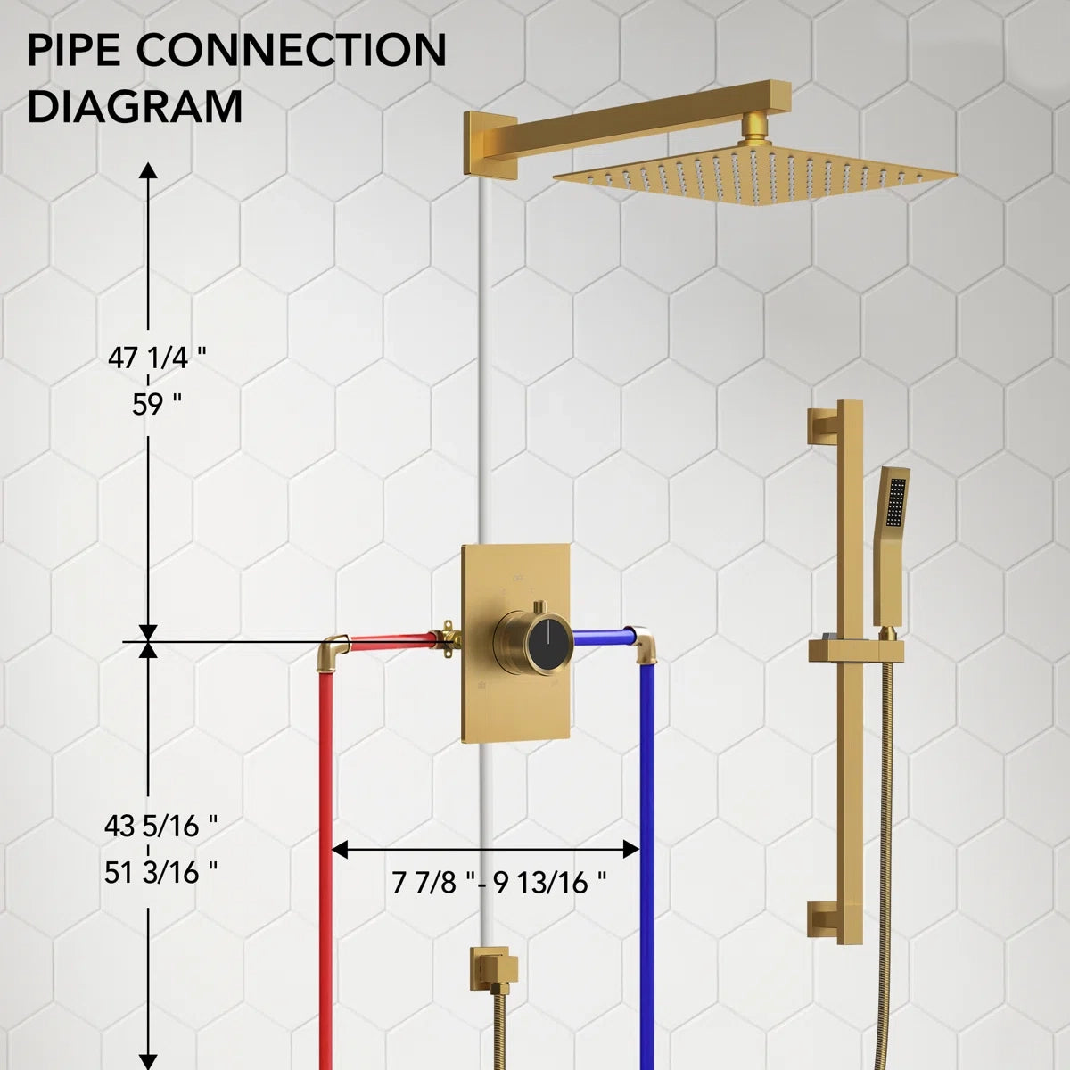 Wall Mount High-Pressure Rainfall Shower Faucet, Dual Showerheads System with Handheld Shower LP02210-LY - Brushed Gold