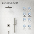 Wall Mount High-Pressure Rainfall Shower Faucet, Dual Showerheads System with Handheld Shower LP08871-LY - Brushed Nickel