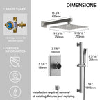 10" Pressure-Balanced Rain Shower System with Adjustable Slide Bar Handheld Shower and Rough-In Valve LP0664-LY - Brushed Nickel