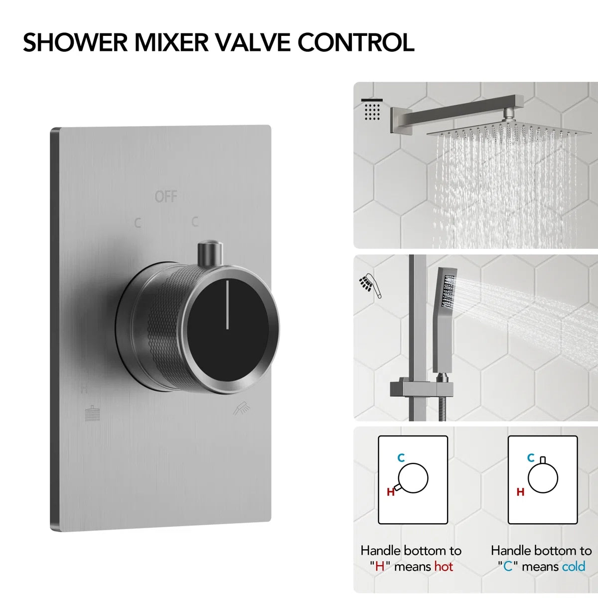 10" Pressure-Balanced Rain Shower System with Adjustable Slide Bar Handheld Shower and Rough-In Valve LP0664-LY - Brushed Nickel