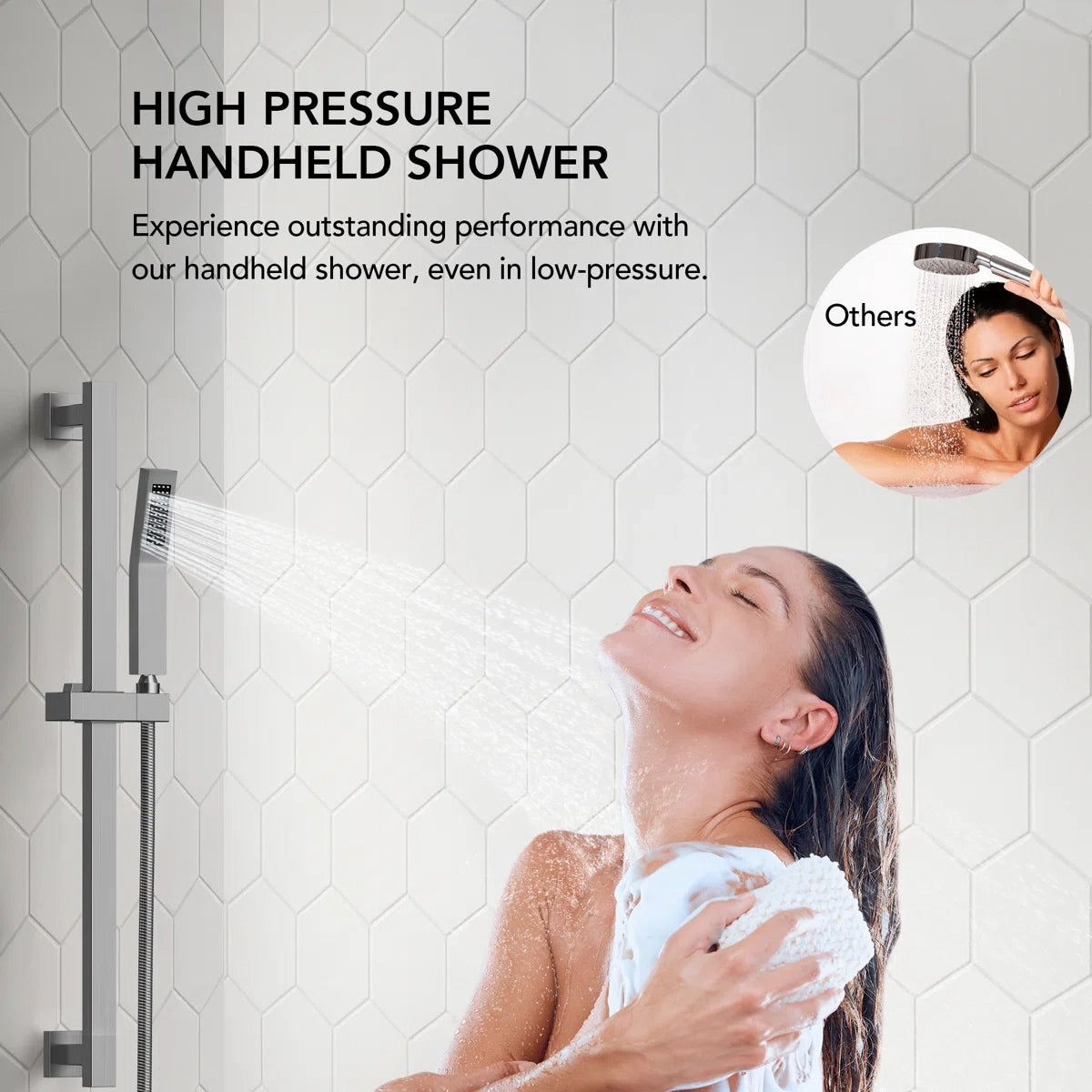 Wall Mount High-Pressure Rainfall Shower Faucet, Dual Showerheads System with Handheld Shower LP08871-LY - Brushed Nickel