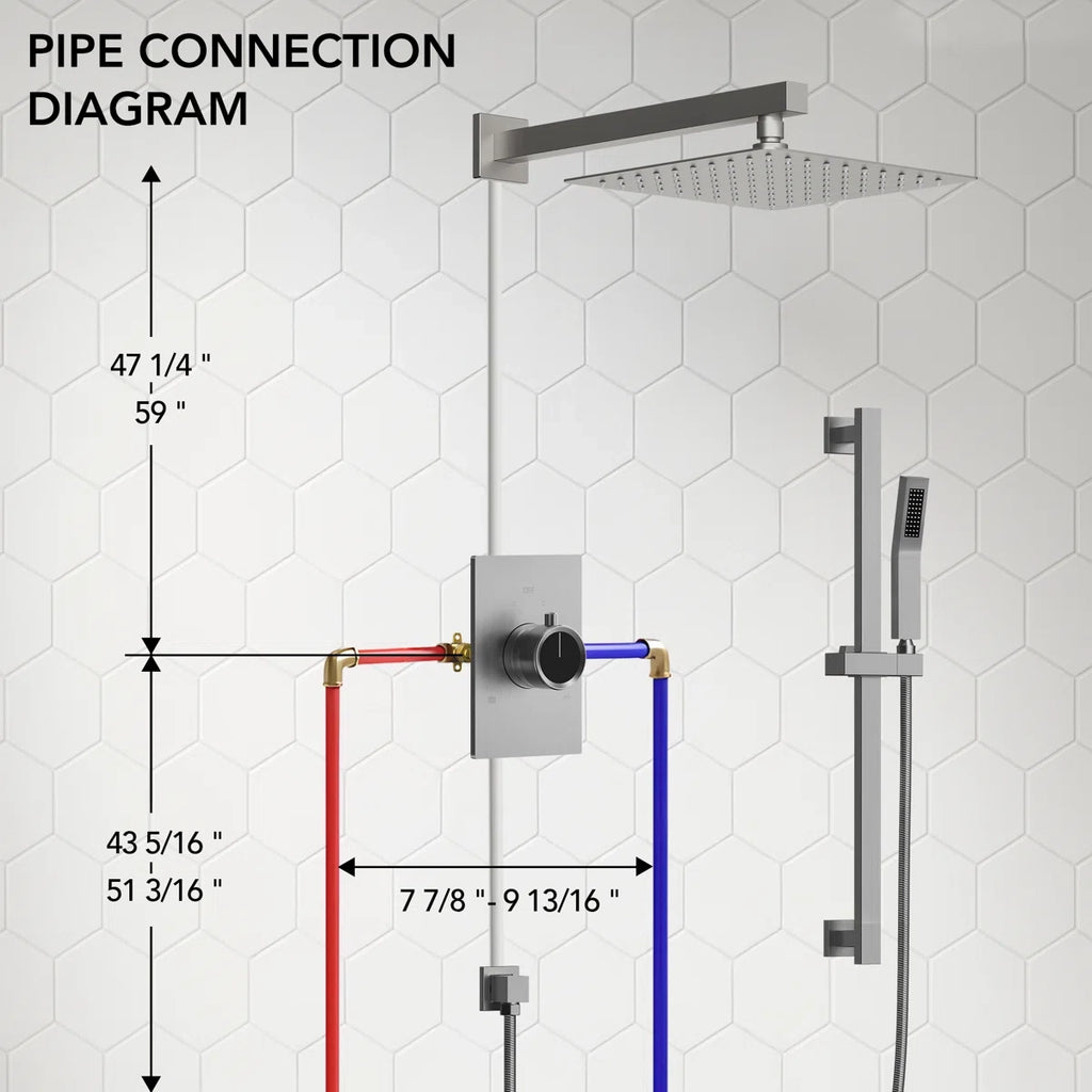 Wall Mount High-Pressure Rainfall Shower Faucet, Dual Showerheads System with Handheld Shower LP08871-LY - Brushed Nickel