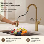 Pull Down Single Handle Kitchen Faucet with Dual Function LP0996-CF - Brushed Gold
