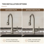 Dual-Function Single-Handle Pull-Down Kitchen Faucet with Deck Plate LP08812-CF- Brushed Nickel