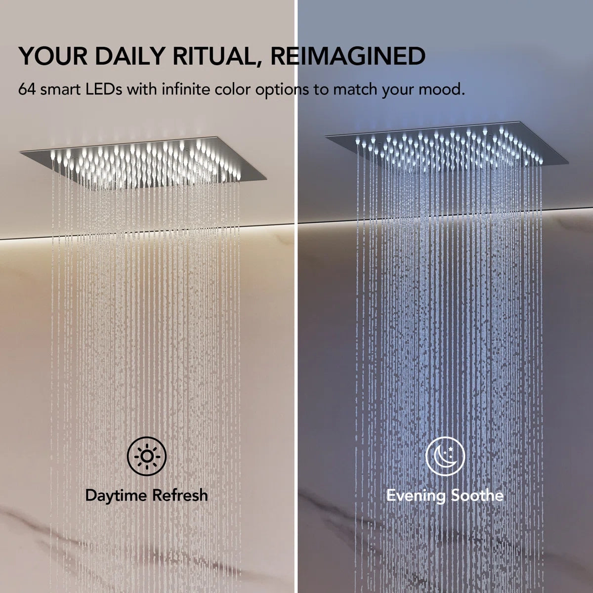 12" LED Ceiling-Mount Pressure-Balanced Rainfall Shower System with 6" Wall Shower Head and Slide Bar Handheld Shower LP98556-LY - Brushed Nickel