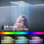 12" LED Ceiling-Mount Pressure-Balanced Rainfall Shower System with 6" Wall Shower Head and Slide Bar Handheld Shower LP98556-LY - Brushed Nickel