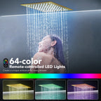 12" LED Ceiling-Mount Pressure-Balanced Rainfall Shower System with 6" Wall Shower Head and Slide Bar Handheld ShowerLP08891-LY - Brushed Gold
