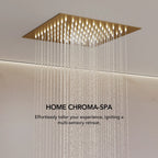 12" LED Ceiling-Mount Pressure-Balanced Rainfall Shower System with 6" Wall Shower Head and Slide Bar Handheld ShowerLP08891-LY - Brushed Gold