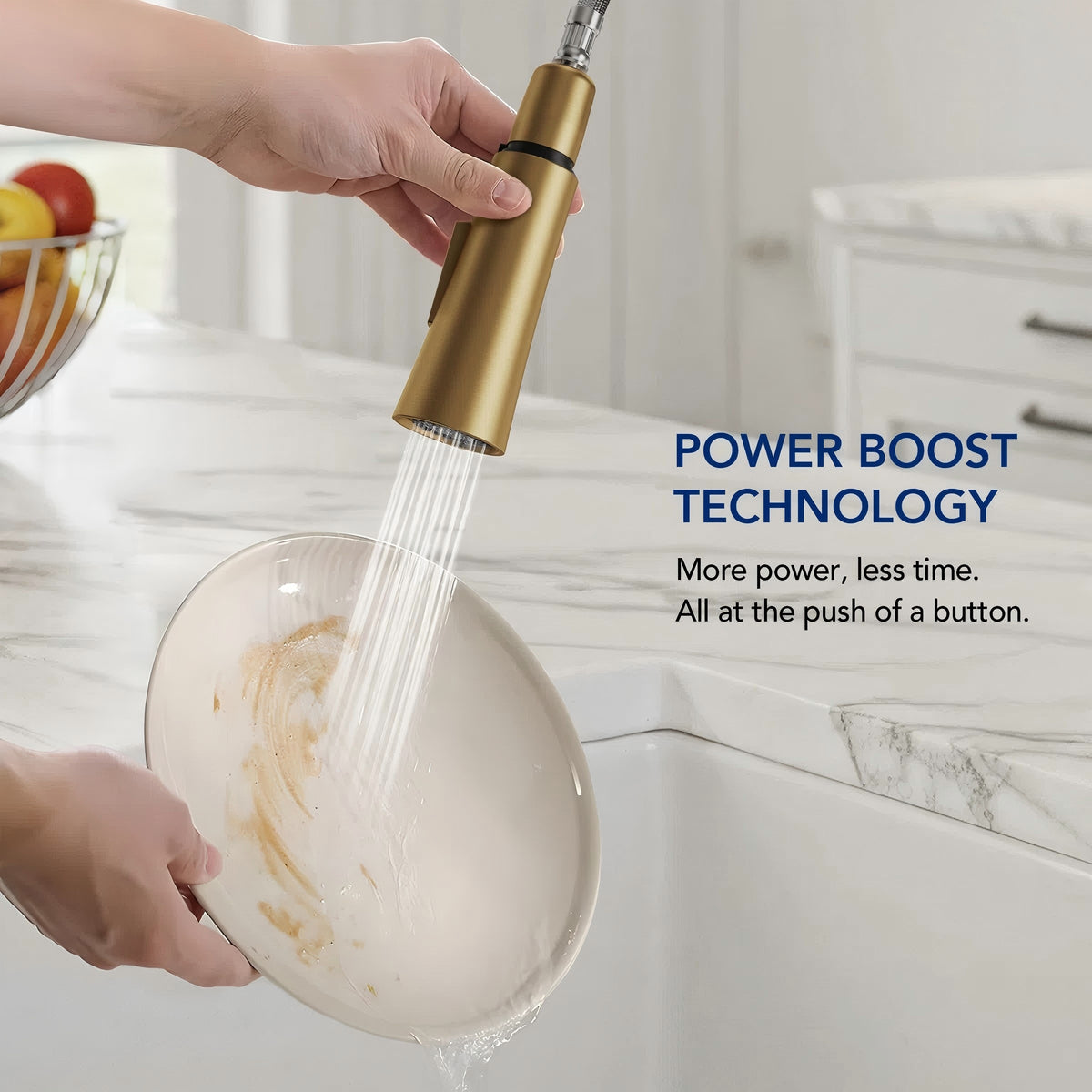 Pull-Down Kitchen Faucet with Dual-Function Sprayer, Single-Handle Sink Faucet LPL099122-CF - Brushed Gold