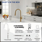 Pull-Down Kitchen Faucet with Dual-Function Sprayer, Single-Handle Sink Faucet LPL099122-CF - Brushed Gold