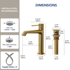 Single-Hole Single-Handle Bathroom Sink Faucet with Drain Assembly LP6603123-YS - Brushed Gold