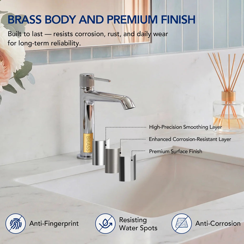 Single-Hole Single-Handle Bathroom Sink Faucet with Drain AssemblyLP66013-YS - Chrome