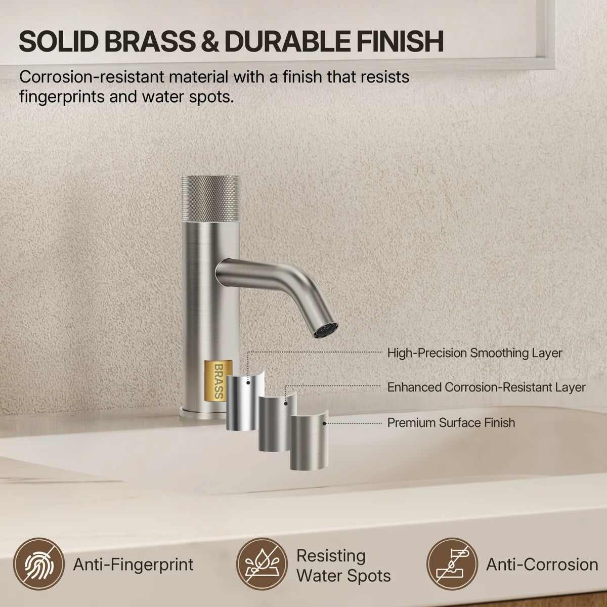 Single Hole Bathroom Faucet,Knob Single Handle Bathroom Sink Faucet with Drain Assembly LP0087-YS - Brushed Nickel
