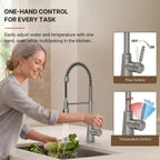 Commercial Style Dual Function Single Handle Pull Down Kitchen Faucet LP00303-YS - Stainless Steel