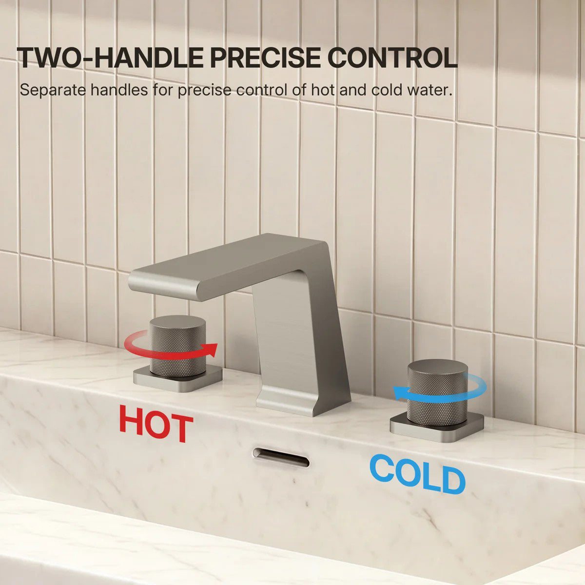 Widespread Bathroom Faucet 3 Hole, 2-handle Bathroom Sink Faucet with Drain Assembly LP00129-YS - Brushed Nickel