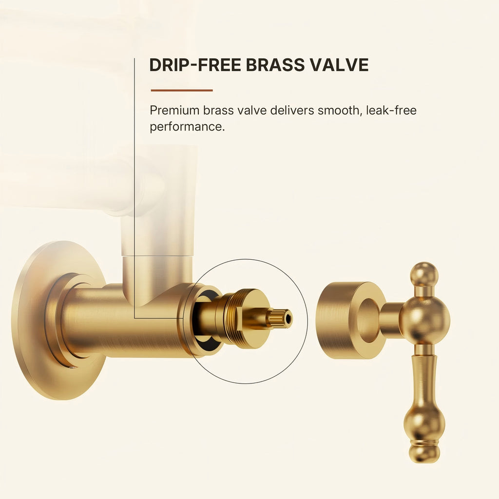 Brass Wall-Mount Pot Filler Kitchen Faucet with Swing Arms LP15W-CF - Brushed Gold