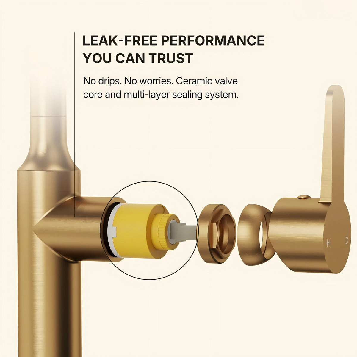 Pull-Down Kitchen Faucet with Dual-Function Sprayer, Single-Handle Sink Faucet LPL099122-CF - Brushed Gold