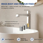 Single Hole Vessel Bathroom Faucet with Drain Assembly, Single Handle Vessel Bathroom Sink Faucet LP081-YS - Chrome