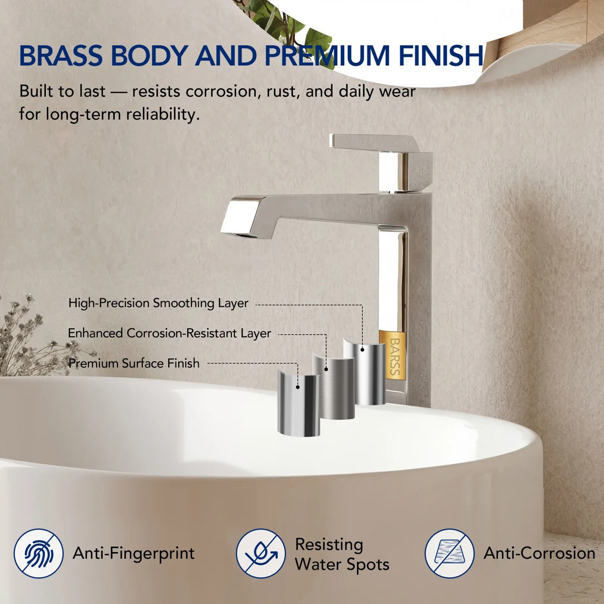 Single Hole Vessel Bathroom Faucet with Drain Assembly, Single Handle Vessel Bathroom Sink Faucet LP081-YS - Chrome