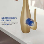 Dual-Function Single-Handle Pull-Down Kitchen Faucet with 360 Degree Swivel Spout LP0412-CF - Brushed Gold