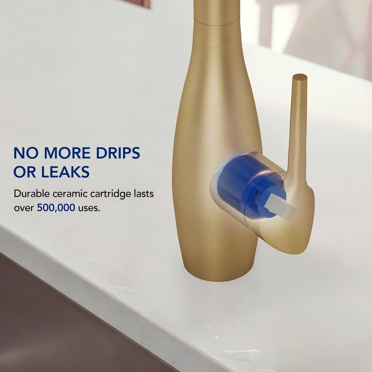 Dual-Function Single-Handle Pull-Down Kitchen Faucet with 360 Degree Swivel Spout LP0412-CF - Brushed Gold