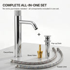 Single Hole Bathroom Vessel Faucet, Single Handle Bathroom Vessel Sink Faucet with Drain Assembly LP0221240-YS - Chrome