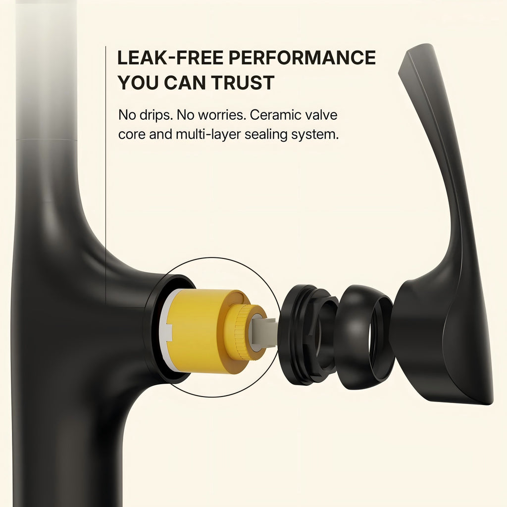 Pull-Down Single Handle Kitchen Faucet with High-Arc Spout LP0669-CF - Matte Black